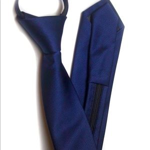 Zipper pretied blue tie (skinny)